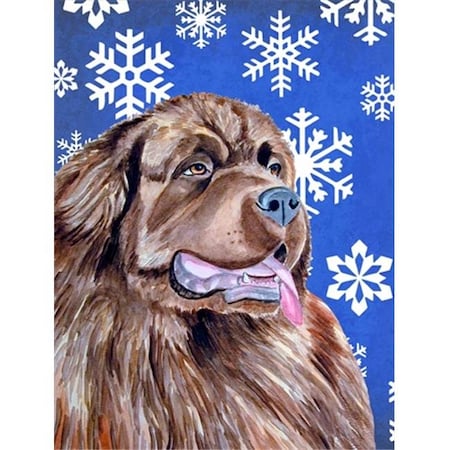 Carolines Treasures Carolines Treasures LH9264CHF 28 x 40 in. Newfoundland Winter Snowflakes Holiday House Size Canvas Flag LH9264CHF